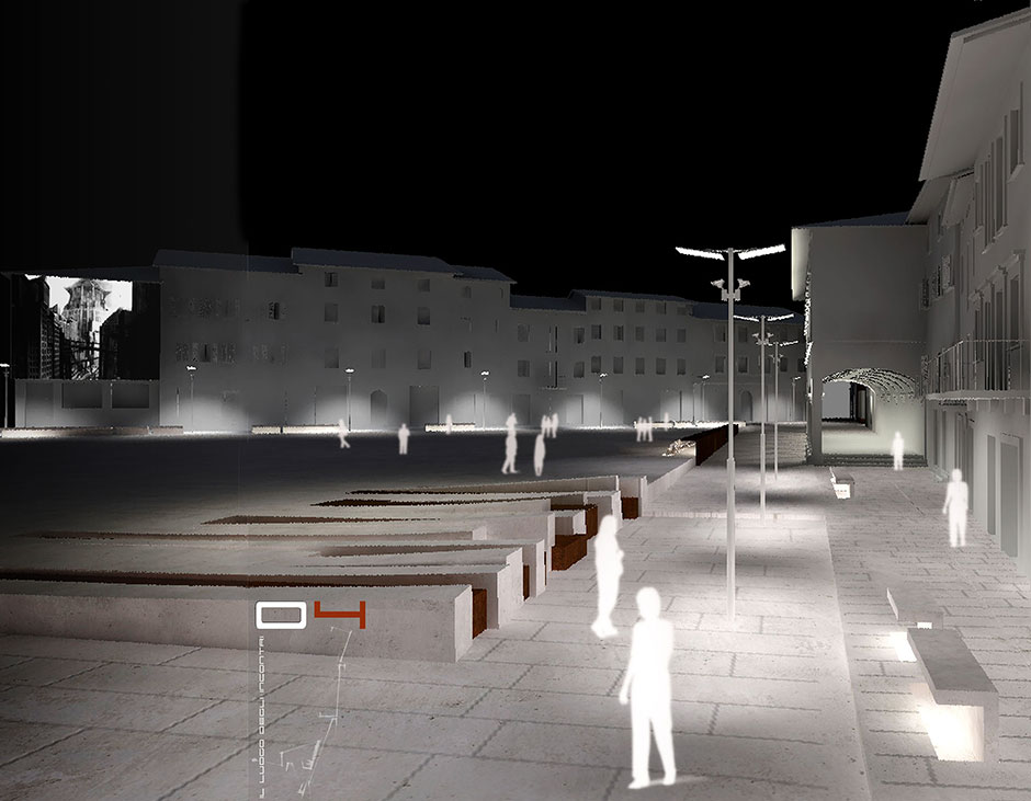 Vista generale sulla piazza nella zona delle sedute