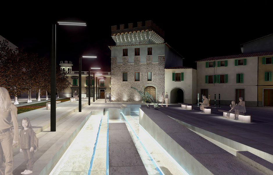 Vista della piazza ad altezza uomo