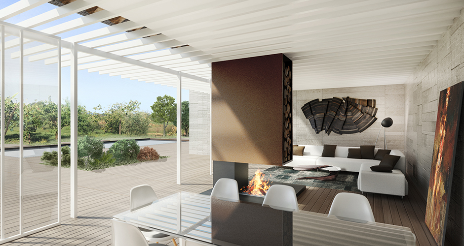 La zona living di filtro interno-esterno